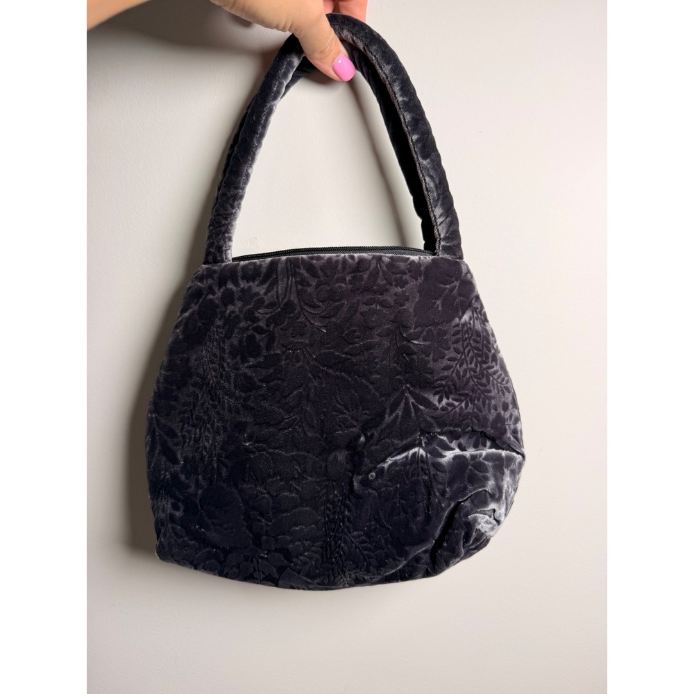 Paint the Lily Handbag Women OS Gray Excellent‎ Floral Burnout Velvet Mini Tote